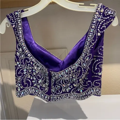 Two Piece Embellished Purple Prom Dress Size 6