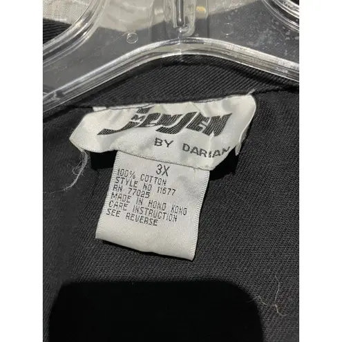 Vintage DVine Womens Embroidered Blazer Jacket Black & Gold With Red Accents 3x