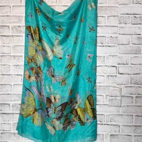 Butterfly Print Women's Scarf, pictures don’t do it justice beautiful piece Blue Size undefined