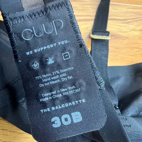 CUUP The Balconette Mesh Bra Size 30B Black Underwire Sheer NEW