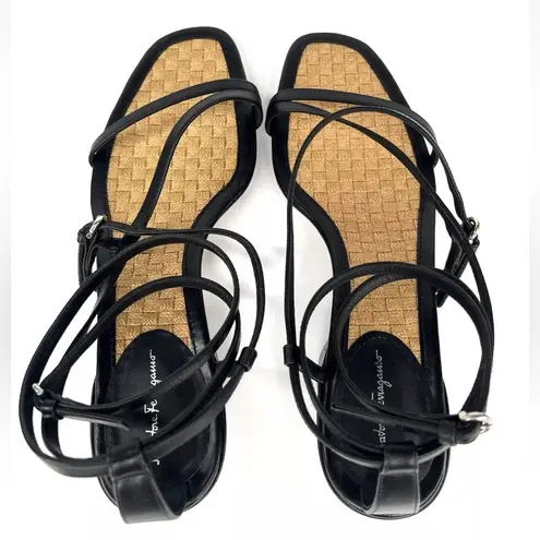 Salvatore Ferragamo EGADI 85mm STRAPPY BLOCK HEEL LEATHER SANDALS SIZE US 9.5