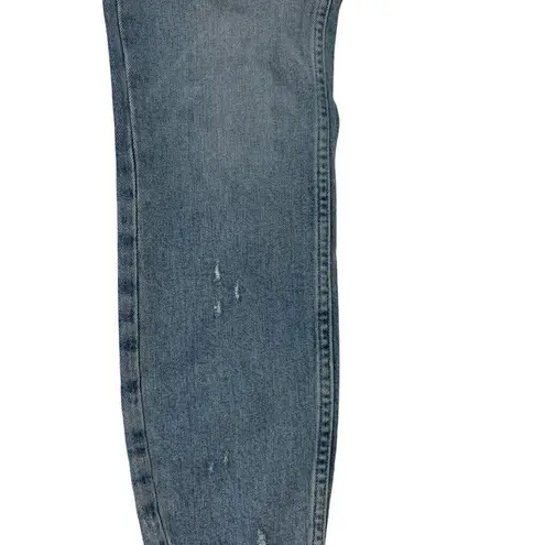 AMO Cropped Distressed Raw Hem Skinny Jeans Stretch Denim Light Wash size 25