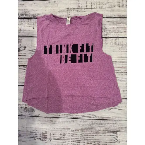 Lorna Jane Life Think Fit Be Fit Cropped Muscle Tank Top in Purple Size Medium