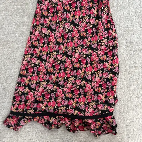 EXPRESS Vintage  100% silk Halter Floral Midi Slip Dress ditsy pink purple 90s