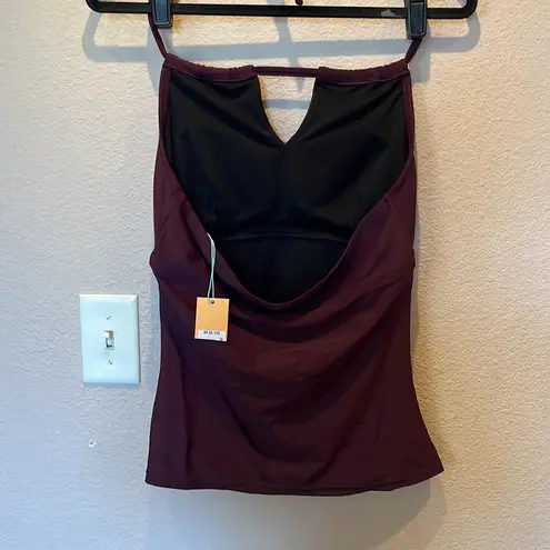 Kona Sol New High Neck Keyhole Tankini Top Plum Color Size Medium NWT