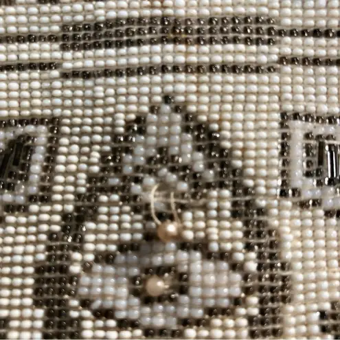 Vintage Beaded Belt Loop Bag Clutch Made in Czechoslovakia Ivory Cream White - Image 2