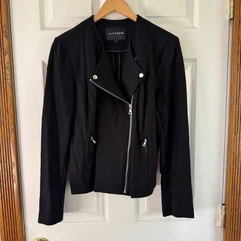 Alice Hope Moto Jacket Black Zip Up Blazer Career Office Fitted Size M Size M