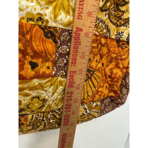 Daren's Bags Quilted Patchwork Tote Purse with Accessories Brown Yellow Orange