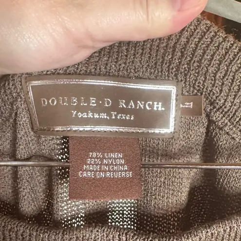 Double D Ranch Linen Blend Multicolor Striped Maxi Pencil Skirt Size Large Brown