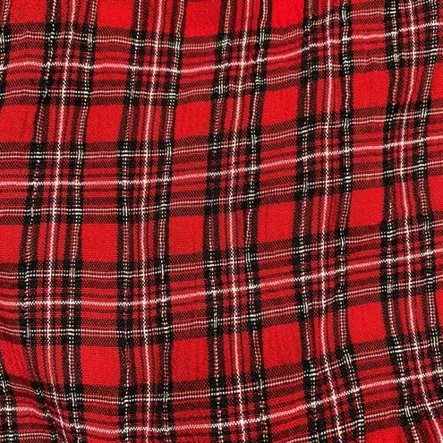 Vintage JBS Shirtdress Red Black Double Breasted Plaid Velvet Collar Midi Red Size 10