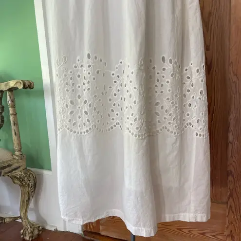 &merci &merci 100% Cotton White Eyelet Flutter Sleeve Midi Dress ~ Size Medium 💚🍄