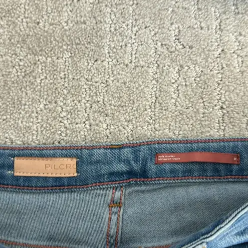 Pilcro Anthropologie Icon Flare Button Fly Jeans Medium Blue light wash denim