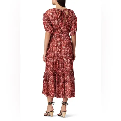 Ulla Johnson Red Floral Amora Ruffle Boho Bohemian Midi Dress 0