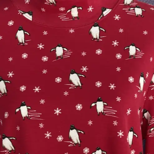 Karen Scott X-Large Top Holiday Penguins Snowflake Long Sleeve Stretch Mock Neck