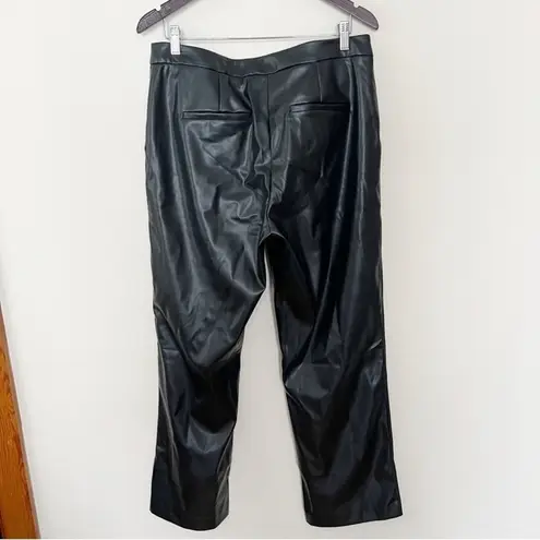 Alexia Admor Black Faux Leather Wide Leg Trouser Pants Size 12 Formal Dressy