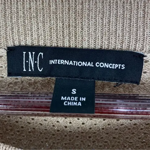 INC International Concepts Metallic Split Sleeve Pullover Sweater Tan Small - Image 11