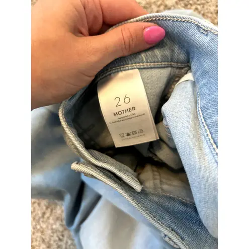 MOTHER Denim The Wrapper Patch Springy Ankle Pants in Chill Pill Blue Size 26