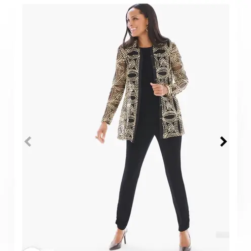 Chico's  Travelers Ruched Hem Pant Women’s 12 Black Stretch Pull on Straight Leg