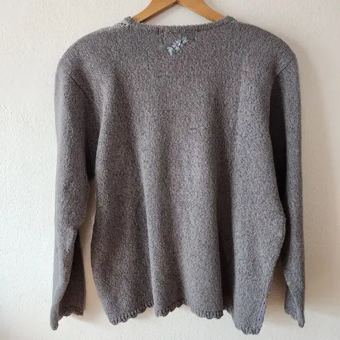 Jantzen Vintage Floral Eyelet Hand Embroidered Sweater Women’s Size XL Cottage