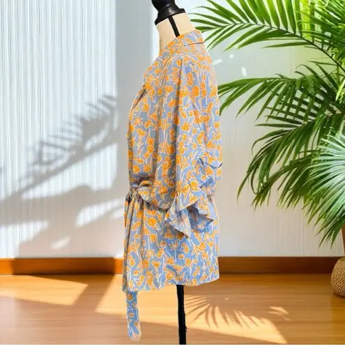 Bishop and Young Floral Tie Waist Button Front Top - XL