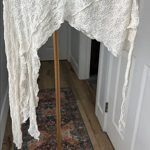 Minga London Y2K Audrey Lace Boho Grunge Asymmetrical Skirt White Medium