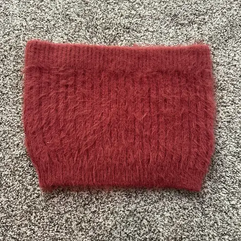 Lulus  pink fuzzy strapless tube crop top size S