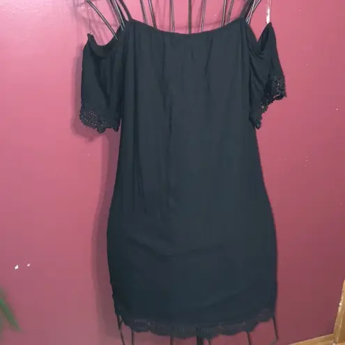 Cure cold shoulder black lace dress mini dress off the shoulder medium d…