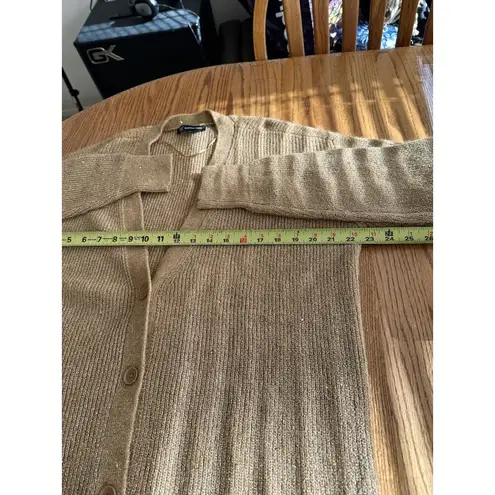 INC International Concepts Women's Sequined Long Button Up Cardigan Size L Tan Size L