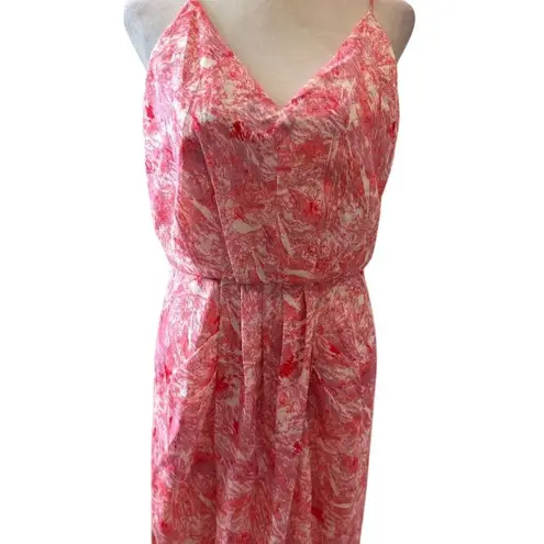 Chelsea28 Women's S Pink Paint Splatter Faux Wrap Maxi Dress
