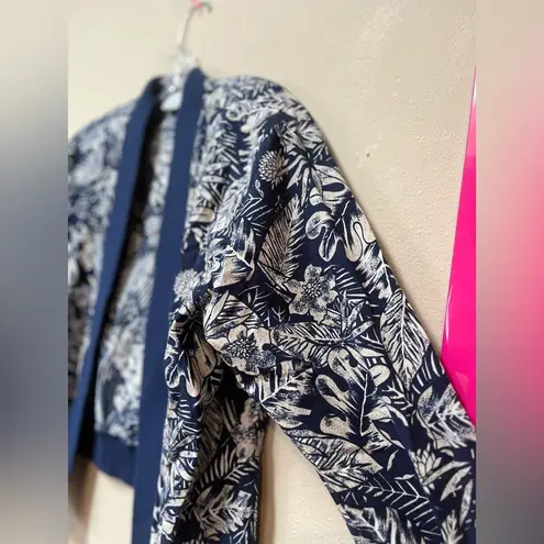 Catalina Vintage Collection Womens 1990s Blue Floral Leaf Blazer Jacket Small