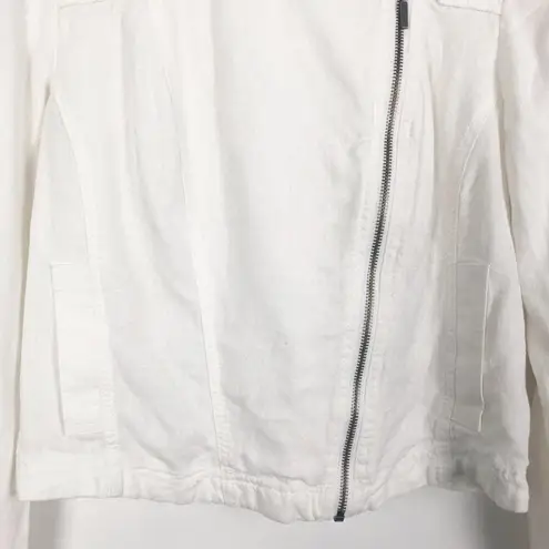 Stoosh  Linen Blend Asymmetrical Full Zip White Jacket Juniors Medium