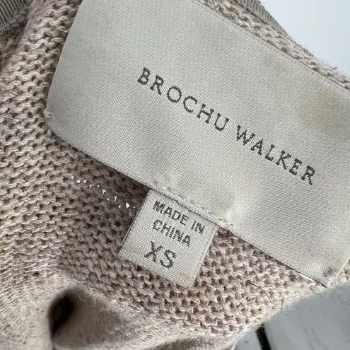 Brochu Walker The Dormer Henley Sweater Linen Blend Tan Beige Size XS