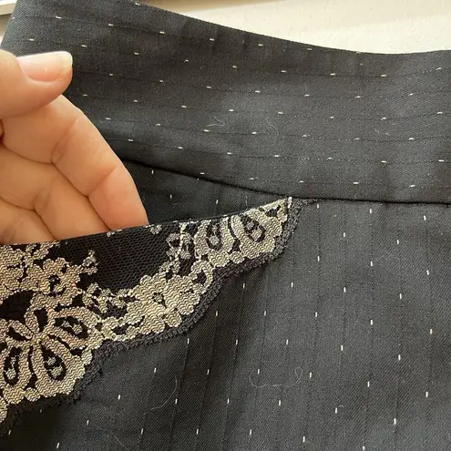 Tom K Nguyen Black Dot and Lace Embellished Wide Leg Trouser Pants NEW Y2K Sz 10