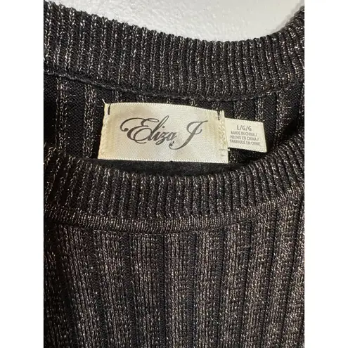 Eliza J Sweater Dress Color Block Long Sleeve Women's Size Large Shimmer Holiday