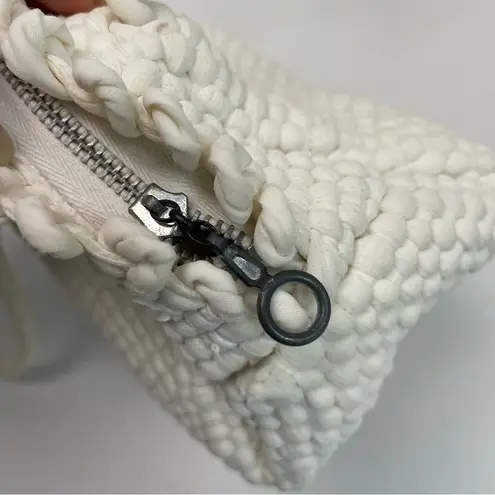 Vintage Purse Macrame Zipper Closure Scalloped Trim Small Cream Cottagecore Boho White