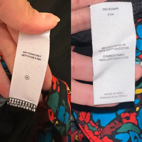 DEREK LAM 10 CROSBY Hudson Mix Media Cotton Dress Black Multi Color Size 6 NEW