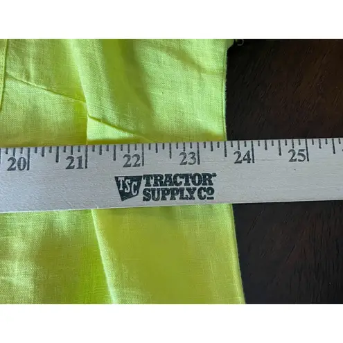 Ellen Tracy Ellen Tracy Womens XL Linen Chartreuse Shirt Top Tunic Preppy Breathable Boho