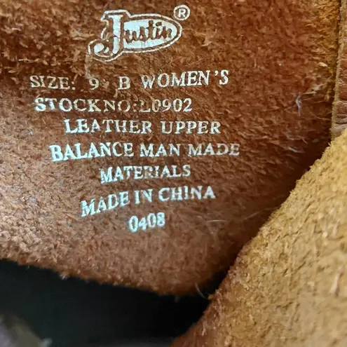 Justin Boots Justin Women's L0902 Brown Leather Roper Work Boots, Size 9B, Ankle Boots