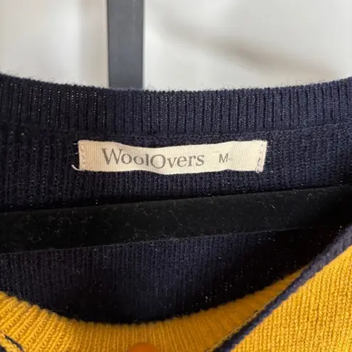 WoolOvers Knit Sweater Women Sz M Yellow & Navy Wool Blend Oversized Colorblock Size M