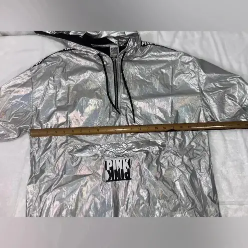 PINK - Victoria's Secret Victoria Secret Pink Metallic Track Anorak 1/4 Zip Jacket Hoodie NEW