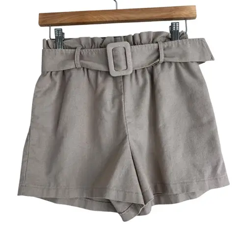 Have Paperbag Shorts Womens M Cream High Rise Linen Belted Neutral Clean Girl Size M