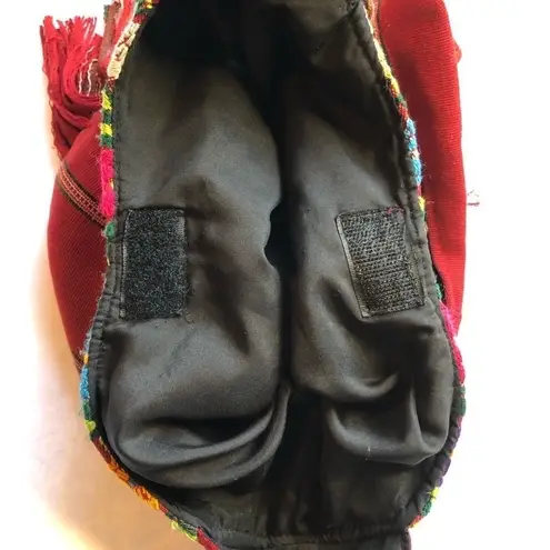 Altiplano Embroidered Cotton Red Boho Tassel Bag