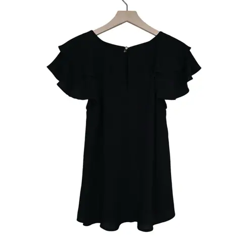 Ces Lemme Womens M Black Flutter Sleeve Blouse Size M