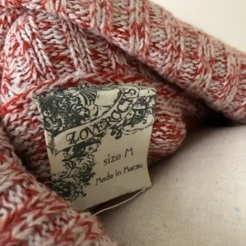 Love Rocks Cowl Neck Knit Sweater Top Size M Red Size M