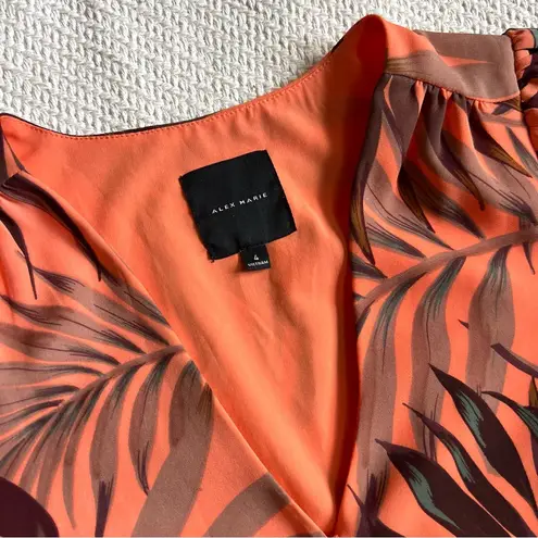 Alex Marie Palm Leaf Tropical Print Midi Wrap Dress Size 4