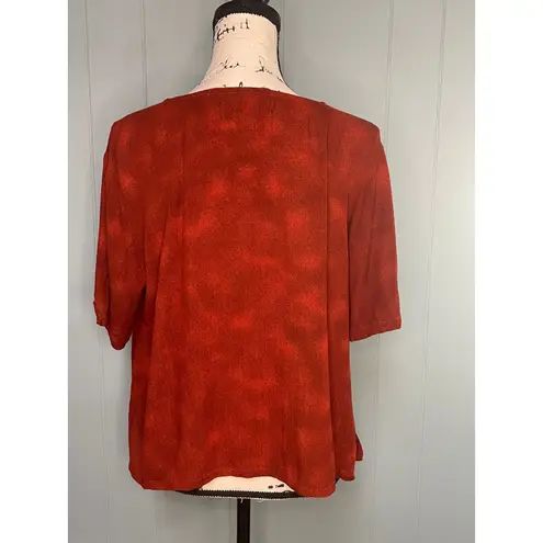 Vintage Southwest Indian Foundation Textured Rust Orange Knit Short Sleeve Top M Red Size M