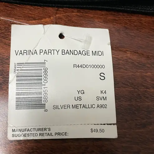 G by Guess NWT Metallic Silver Varina Bandage Skirt Small