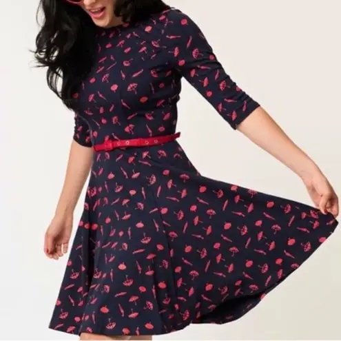 Unique Vintage Gwynnie Bee Umbrella Print Navy Dress, plus size 0X
