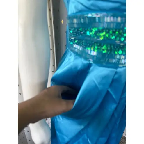 Josh & Jazz NWT Turquoise Beaded Satin Halter Mini Cocktail Dress Pockets 9/10 Size undefined