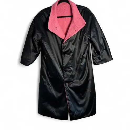 Pink and black reversible size S knee length pea coat and 3/4 sleeves.